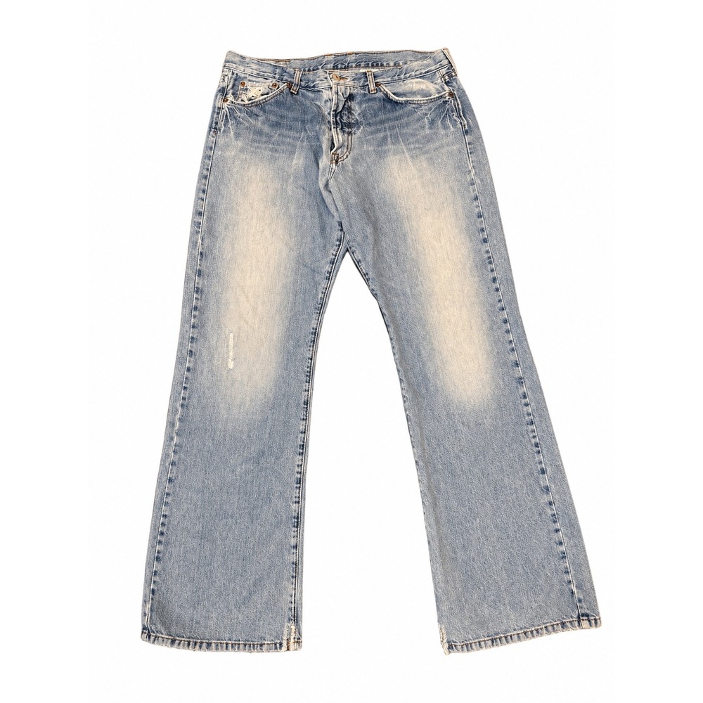 Lucky Brand Dusty Derby Jean Mens 34 Light Wash Wide Leg